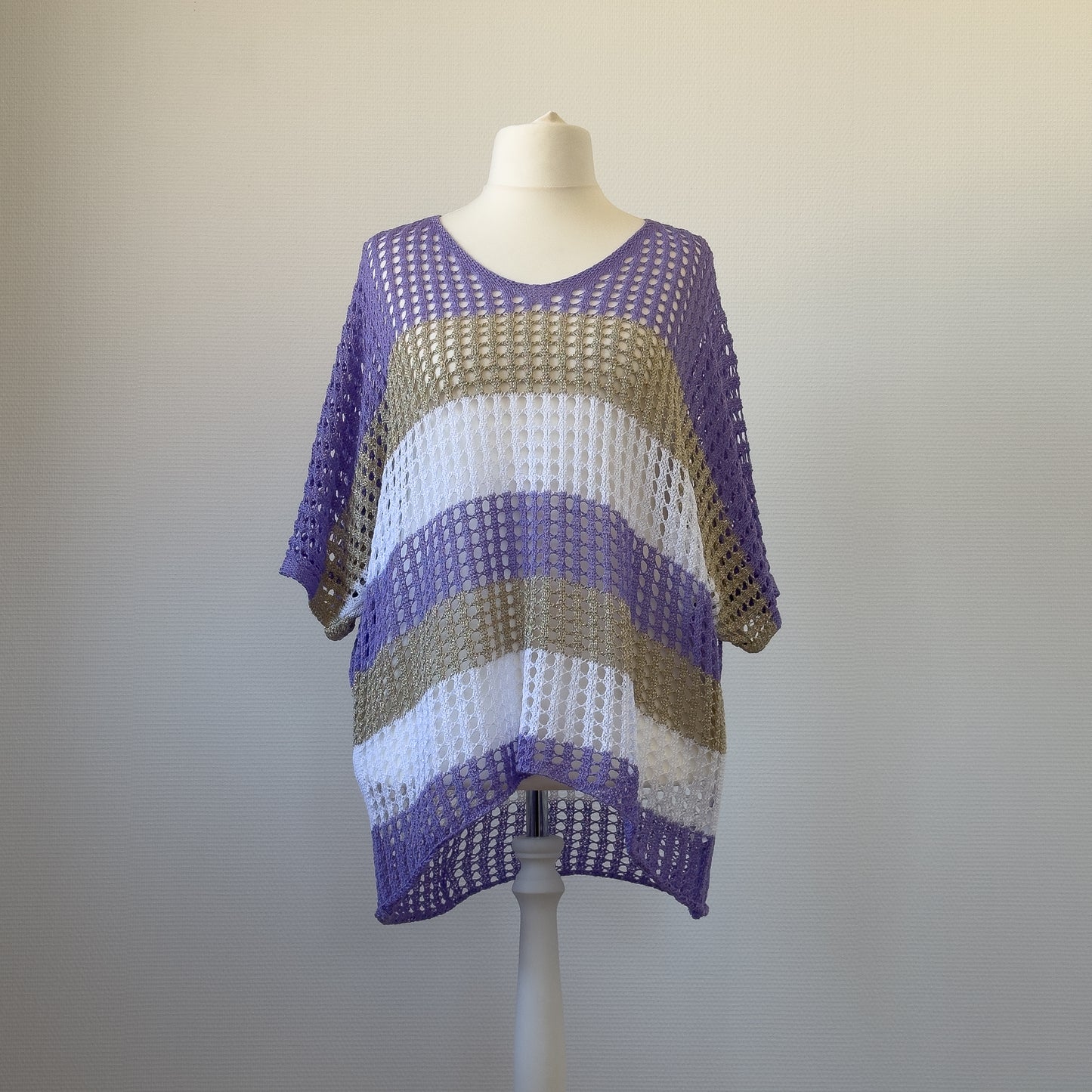 PULL MAILLE AJOURÉE LILAS