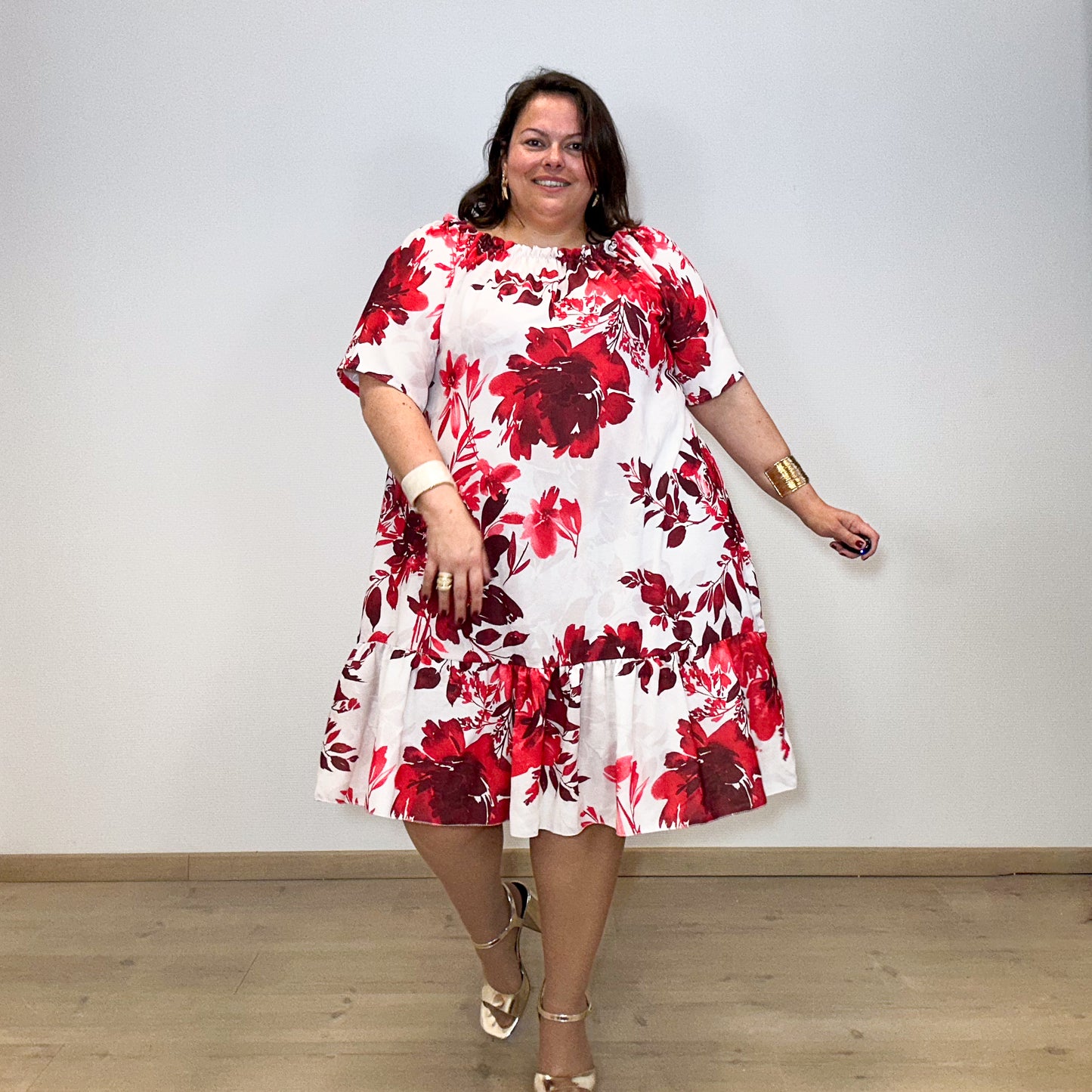 ROBE FEUILLAGE ROUGE