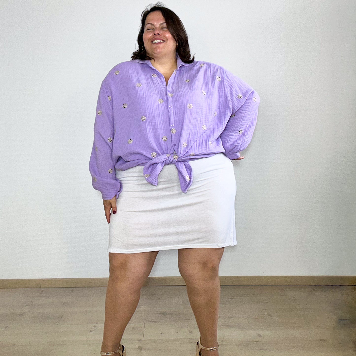 CHEMISE LILAS ET DORÉE