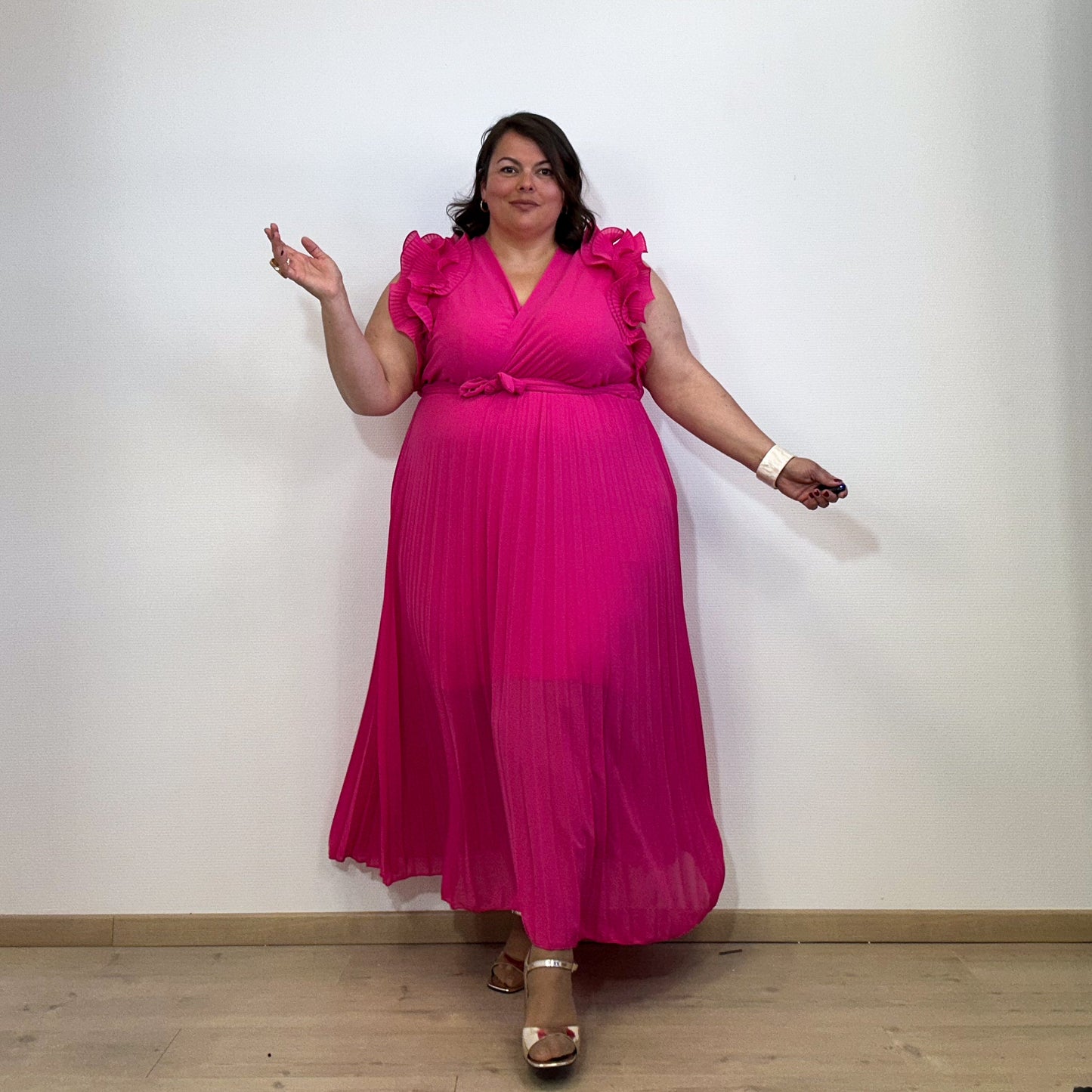 ROBE LONGUE PLISSÉE FUSCHIA L'indisciplinée