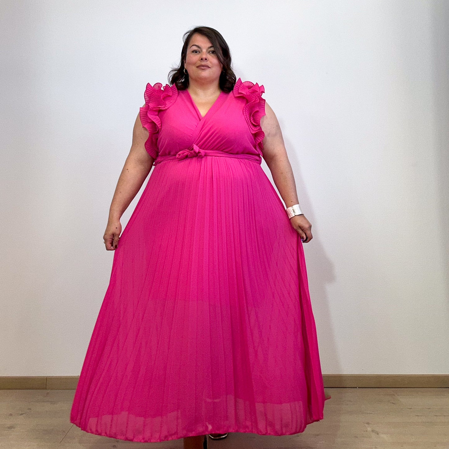 ROBE LONGUE PLISSÉE FUSCHIA L'indisciplinée