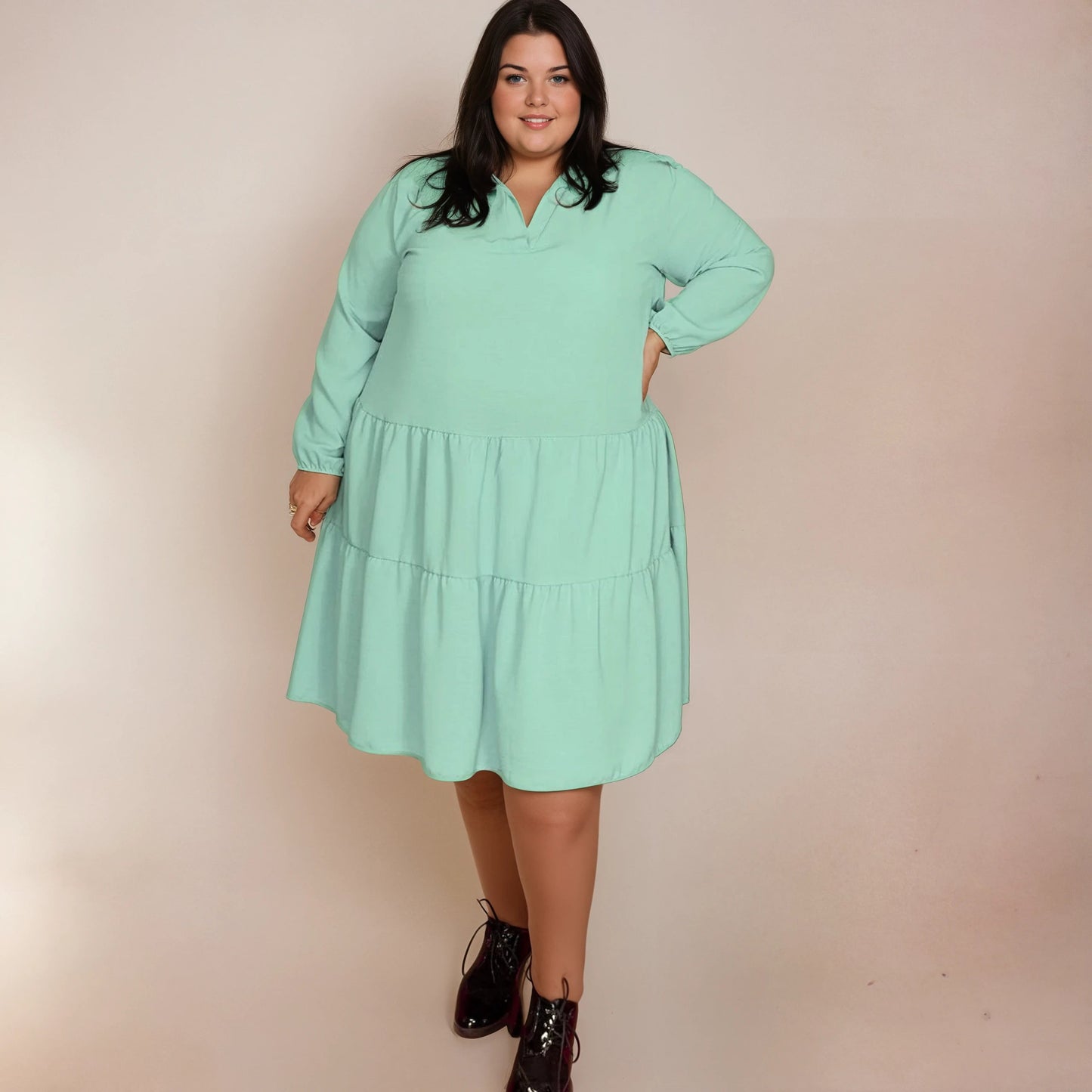 ROBE COL CHEMISIER À VOLANTS - VERT L'indisciplinée