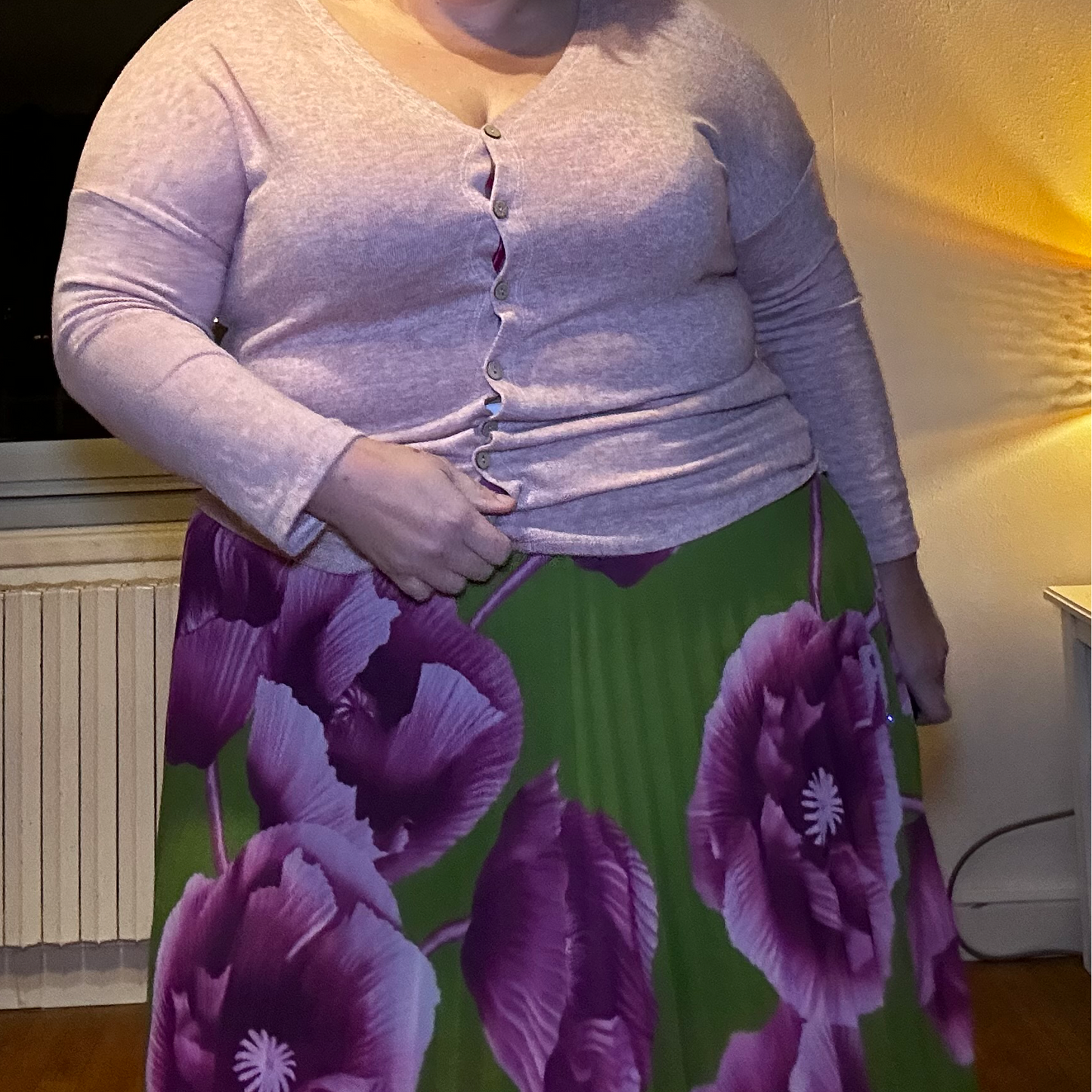 JUPE PLISSÉE FLEUR VERTE