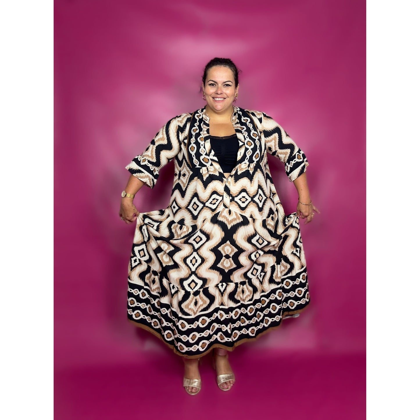 ROBE AZTEQUE NOIRE ET SABLE L'indisciplinée