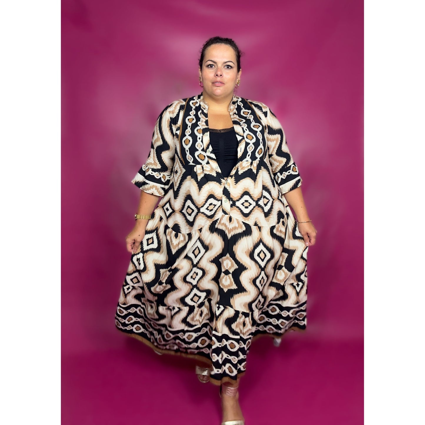 ROBE AZTEQUE NOIRE ET SABLE L'indisciplinée