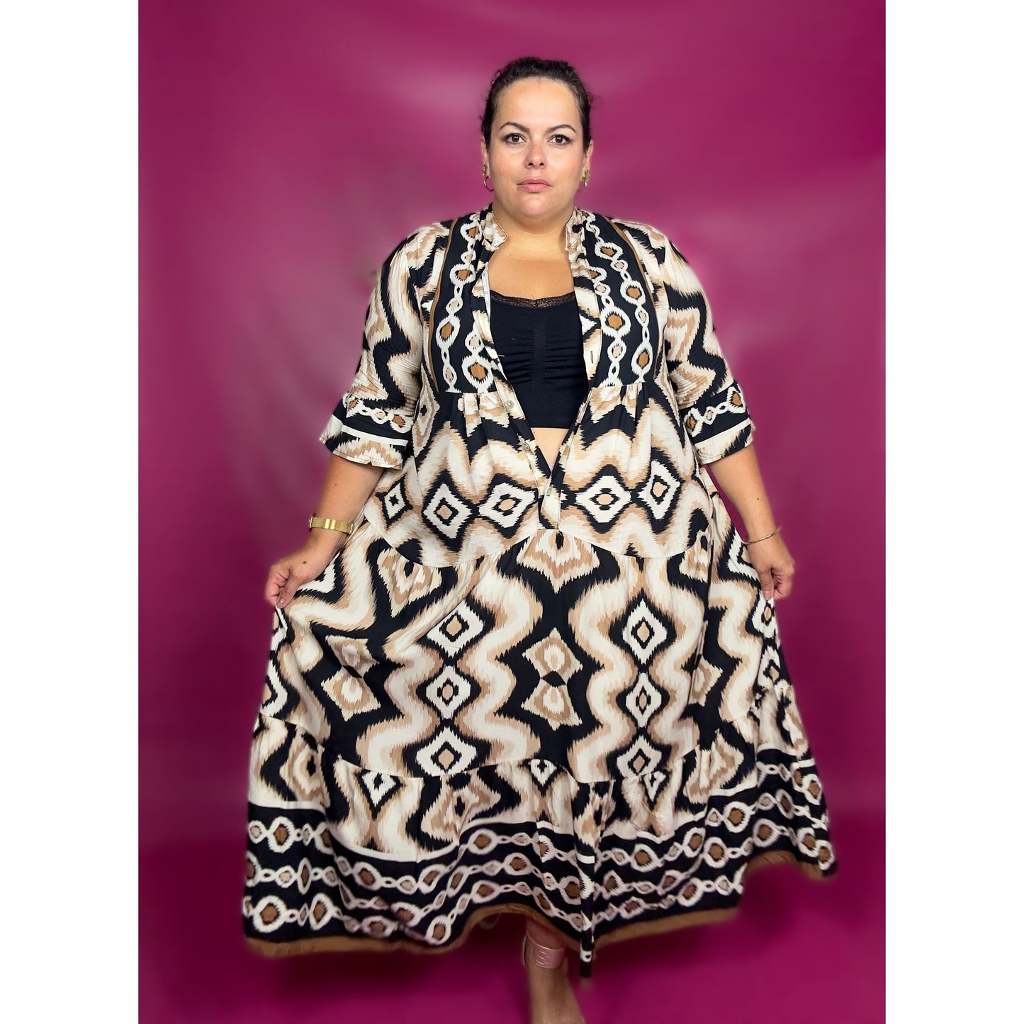ROBE AZTEQUE NOIRE ET SABLE L'indisciplinée