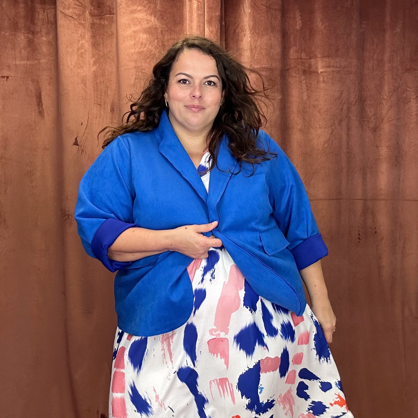 BLAZER SUÉDINE GRANDE TAILLE - ROYAL BLU L'indisciplinée