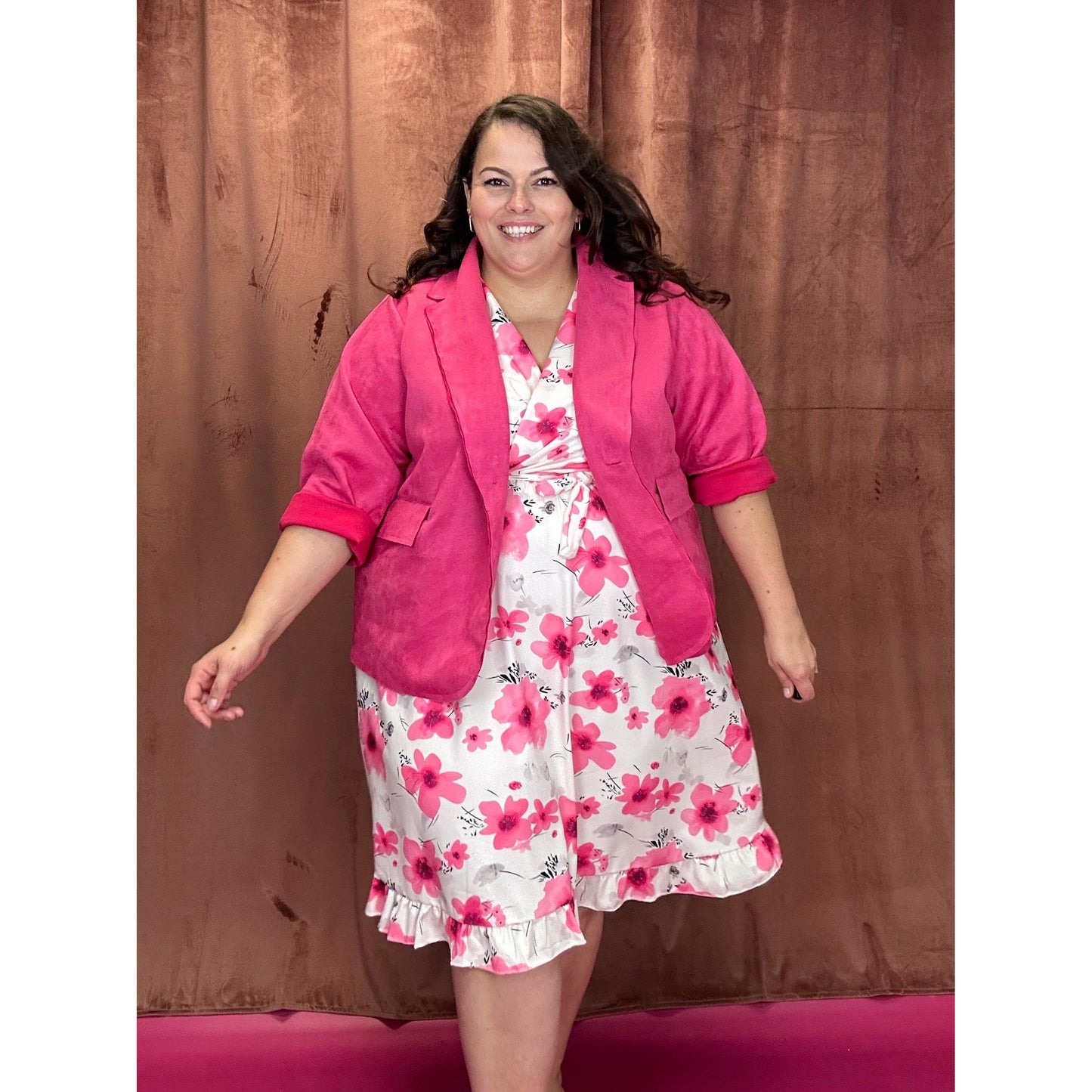 BLAZER SUÉDINE GRANDE TAILLE - FUXIA L'indisciplinée