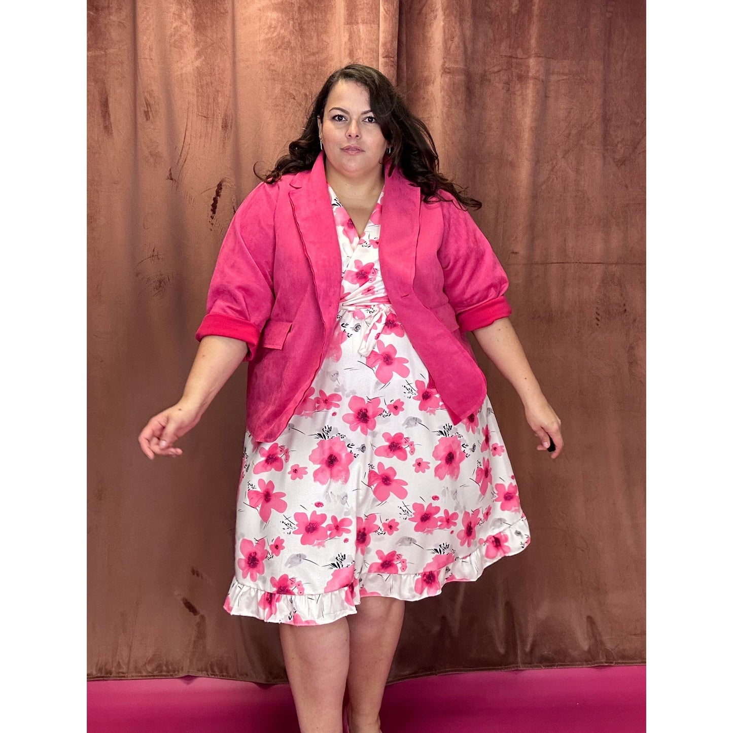 BLAZER SUÉDINE GRANDE TAILLE - FUXIA L'indisciplinée