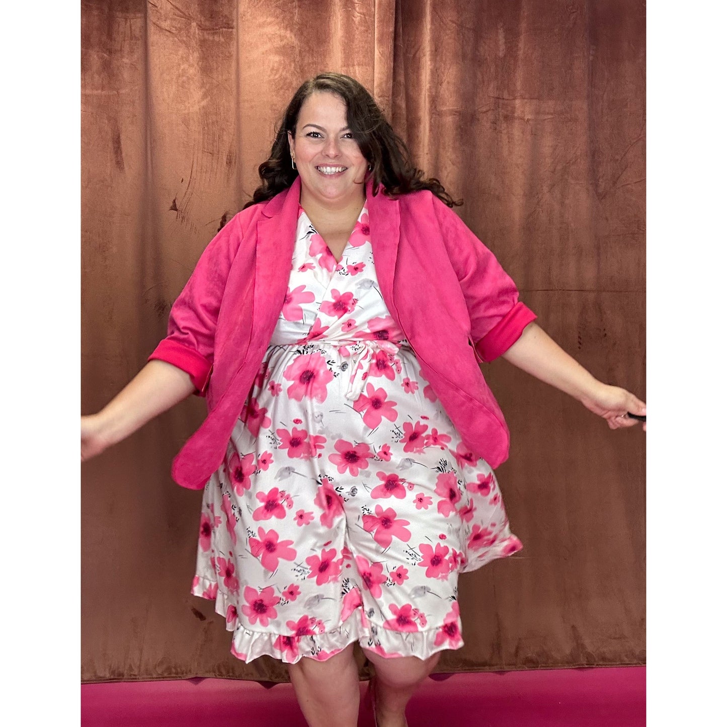BLAZER SUÉDINE GRANDE TAILLE - FUXIA L'indisciplinée