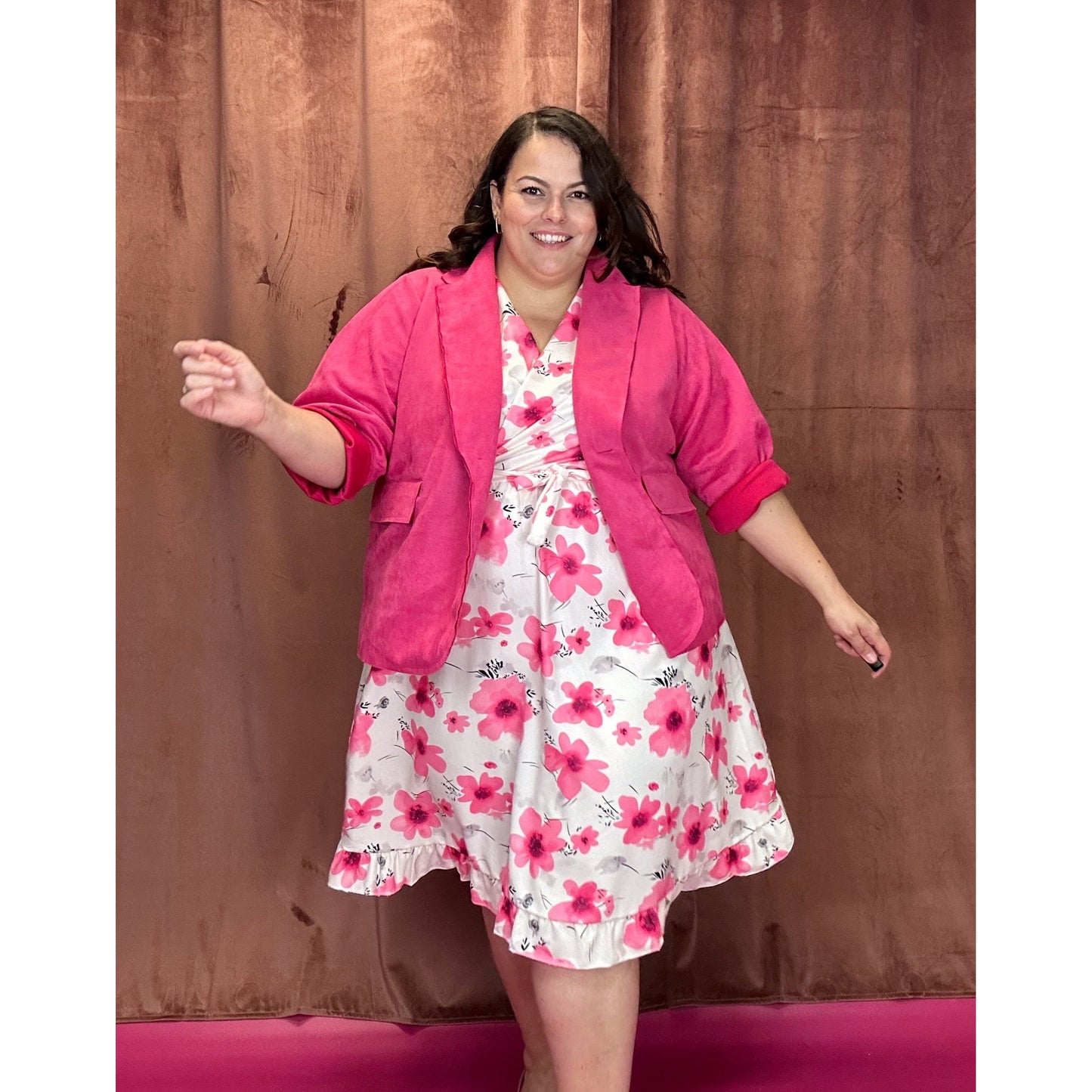 BLAZER SUÉDINE GRANDE TAILLE - FUXIA L'indisciplinée