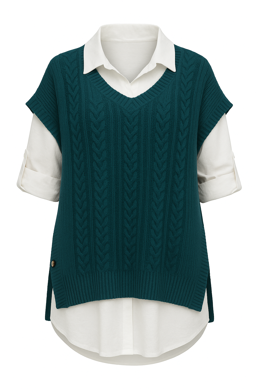 CHEMISE ET PULL CHÂLE TORSADÉ PETROL
