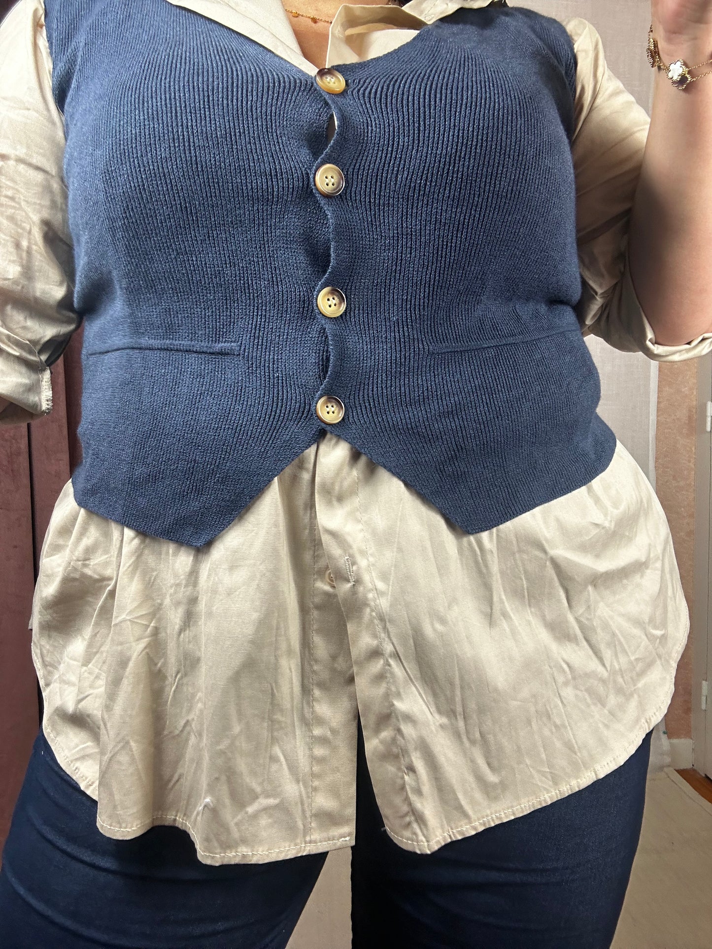 GILET SANS MANCHES VISCOSE MARINE