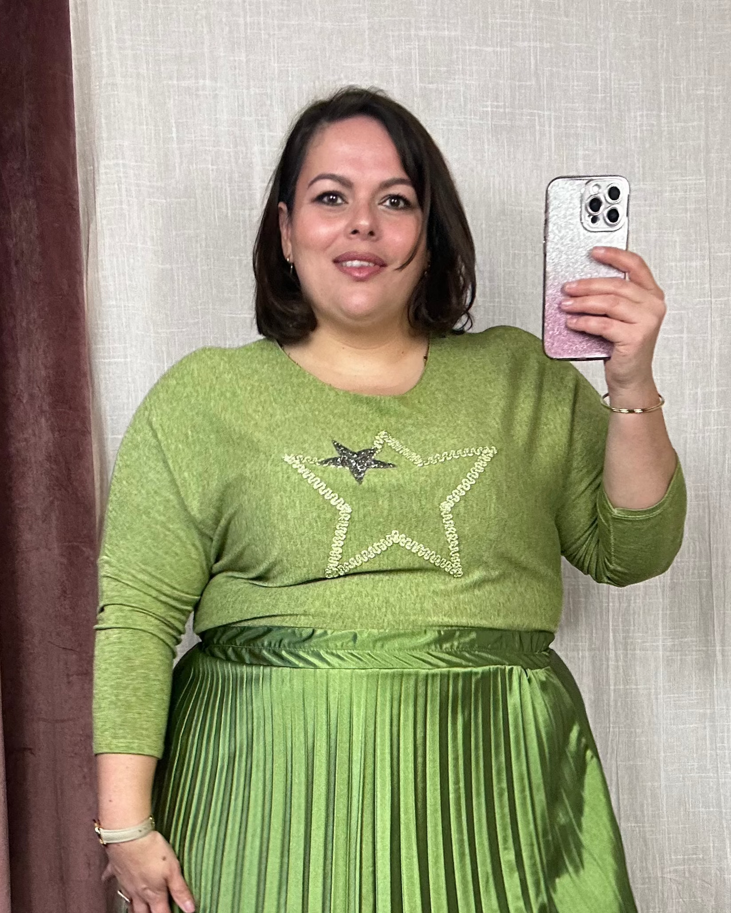 HAUT VISCOSE ÉTOILE VERT SAUGE