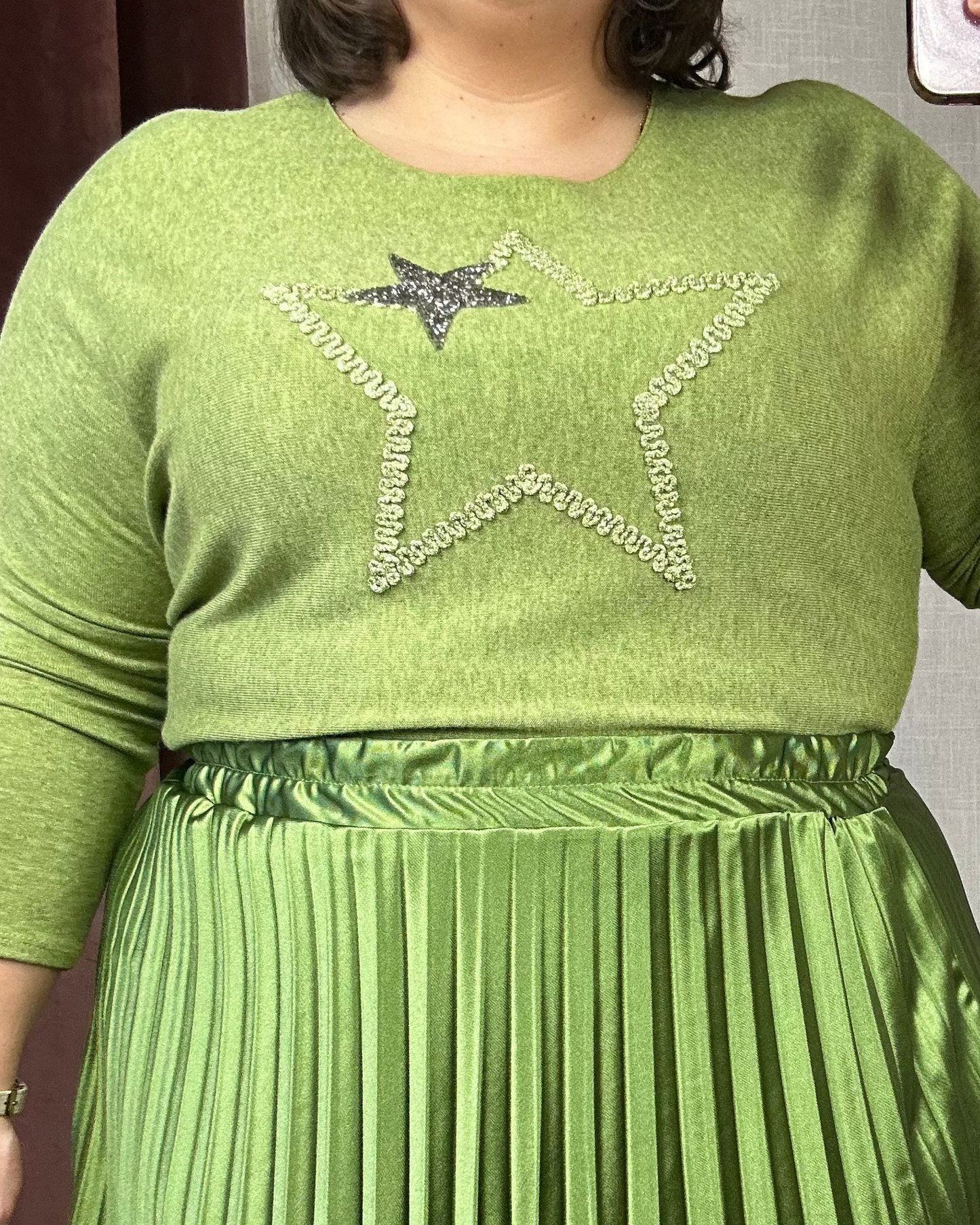 HAUT VISCOSE ÉTOILE VERT SAUGE