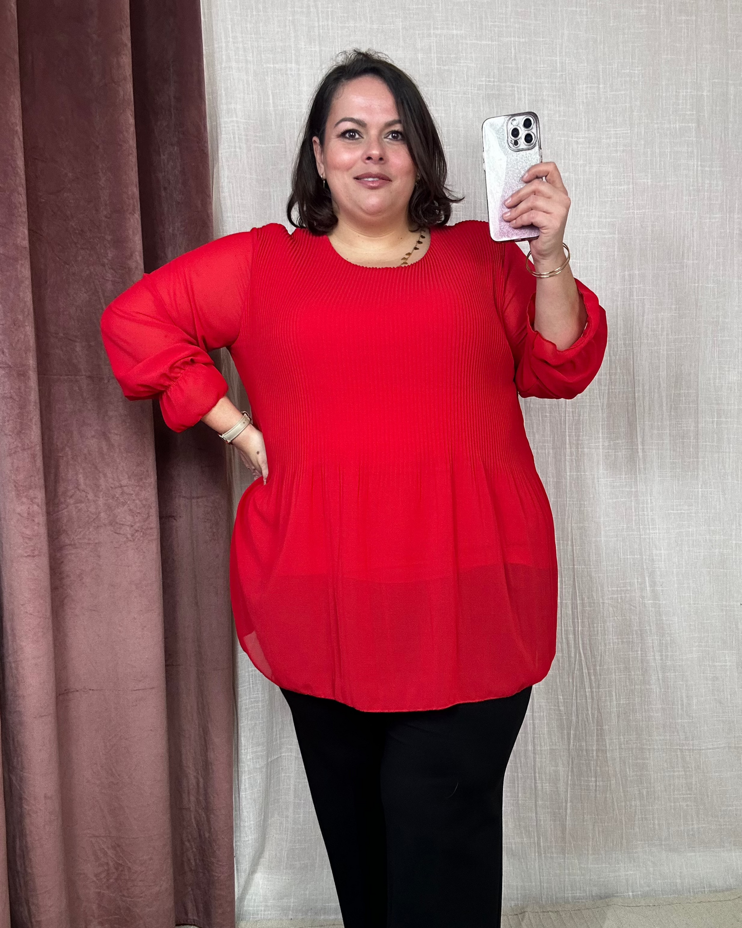 BLOUSE ROUGE PLISSÉE