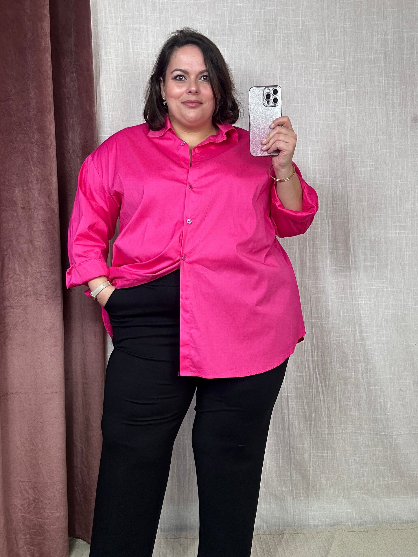 CHEMISE COTON ROSE