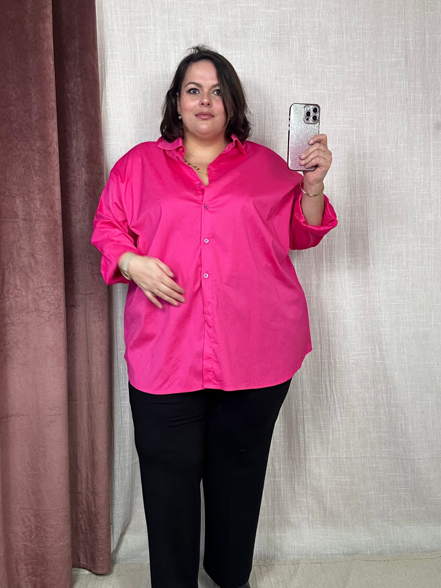 CHEMISE COTON ROSE
