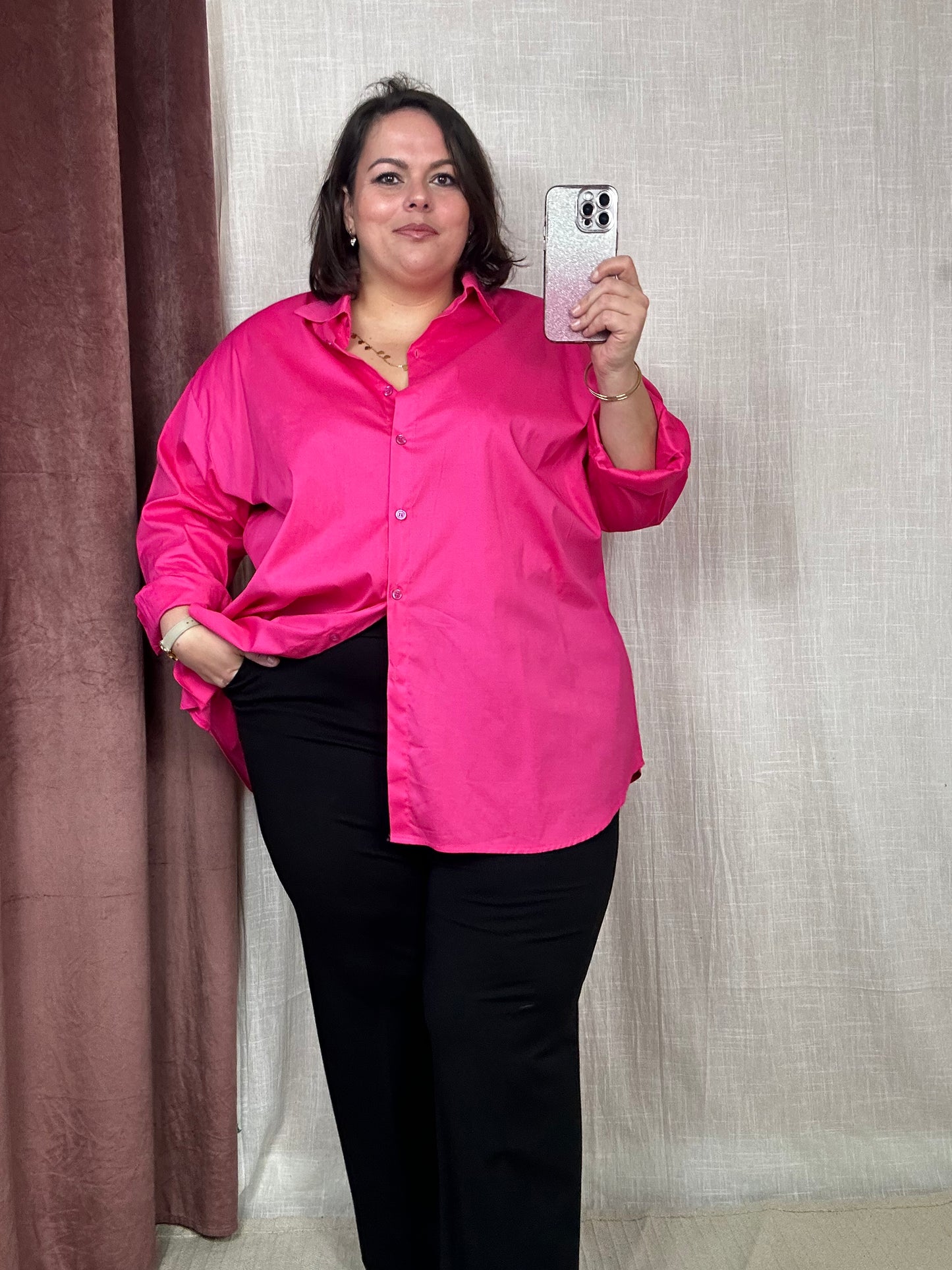 CHEMISE COTON ROSE