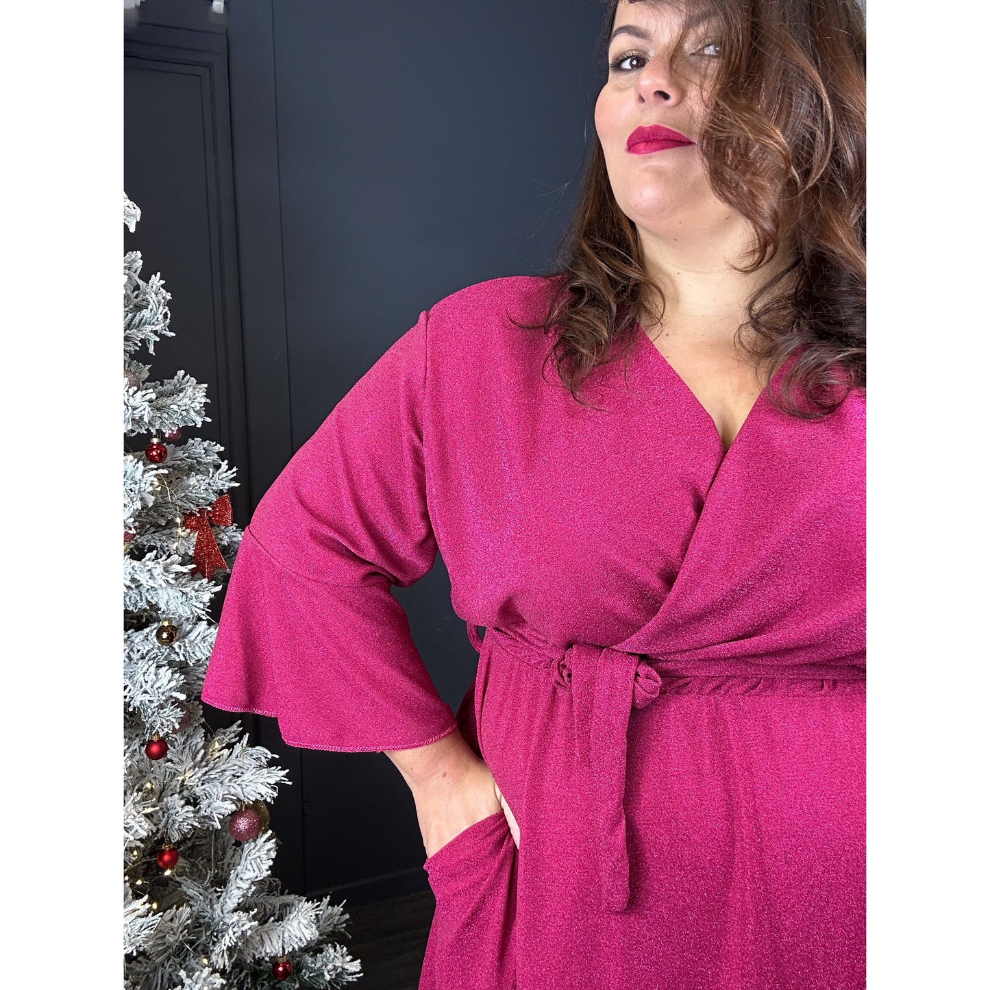 ROBE PAILLETTES FUSCHIA