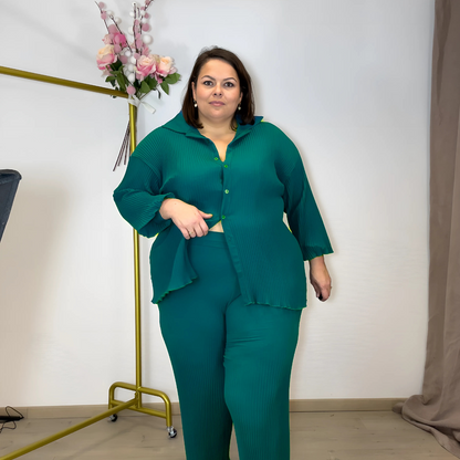 ENSEMBLE PLISSÉ SOLEIL VERT EMERAUDE