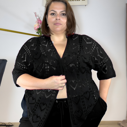 GILET MAILLE COEUR - NOIR