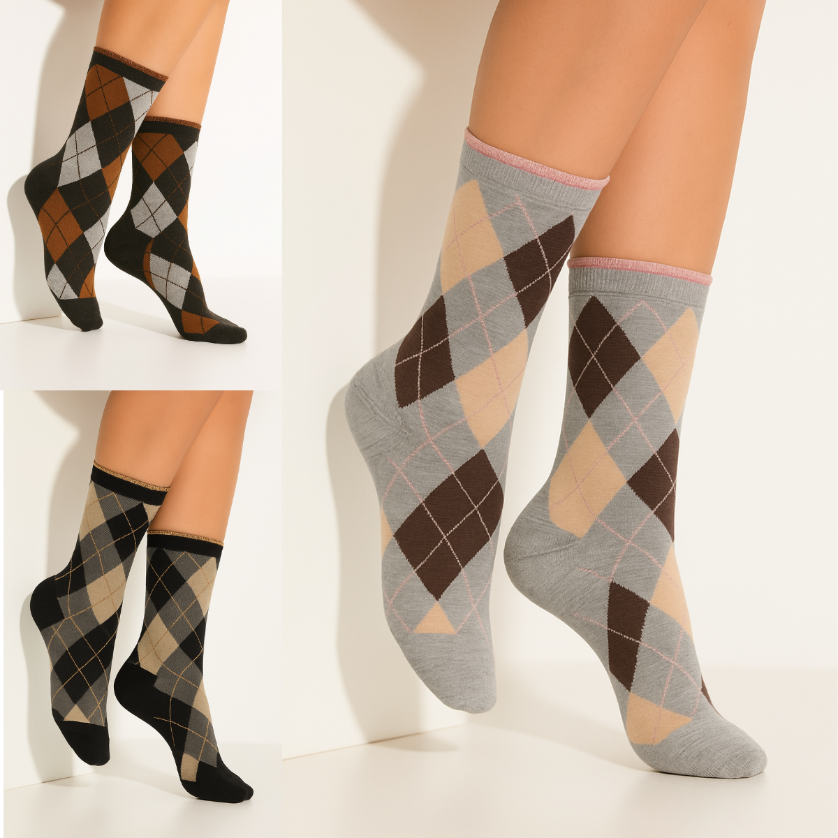 CHAUSSETTES LOSANGES - LOT ROSE L'indisciplinée