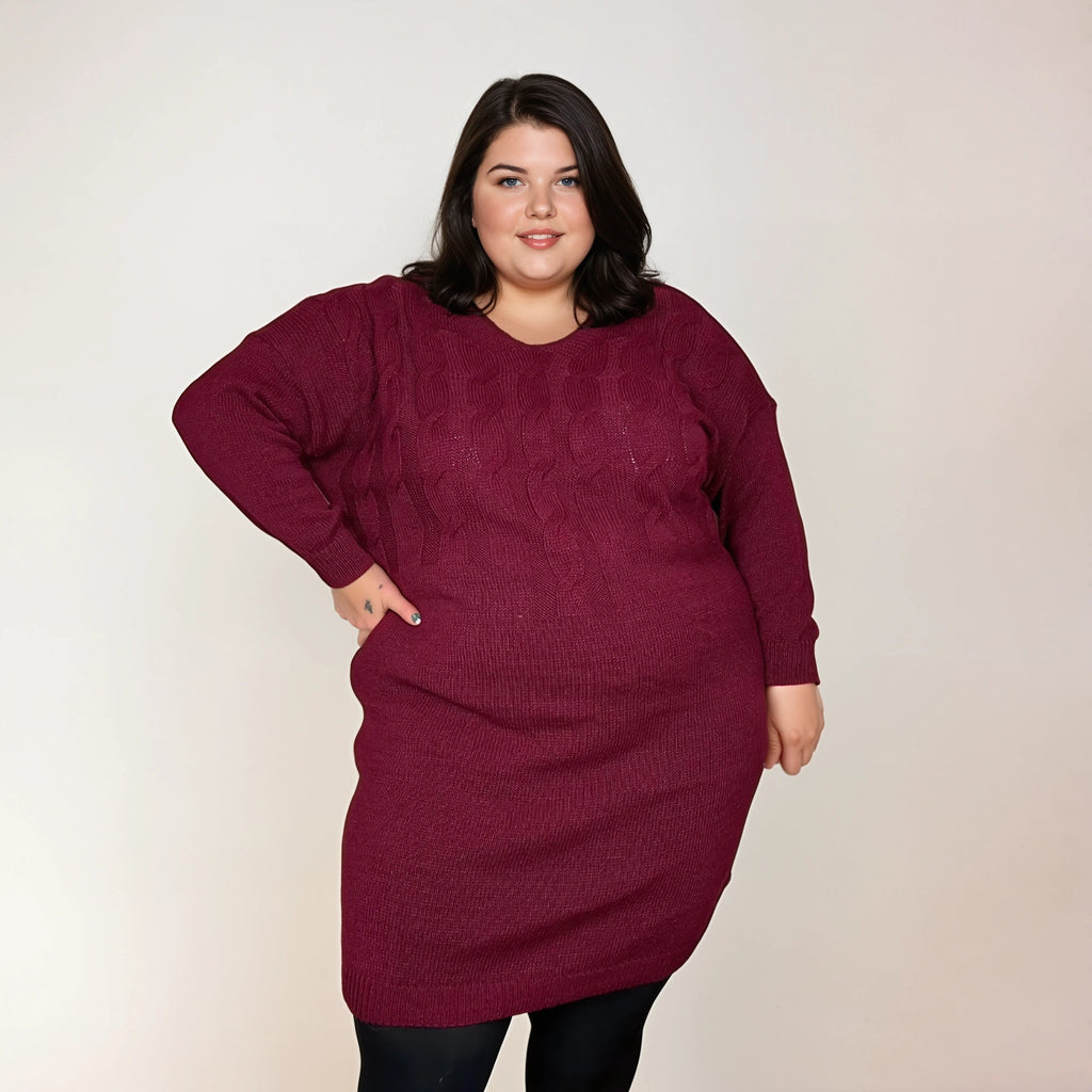 ROBE MAILLE TORSADÉ BORDEAUX L'indisciplinée