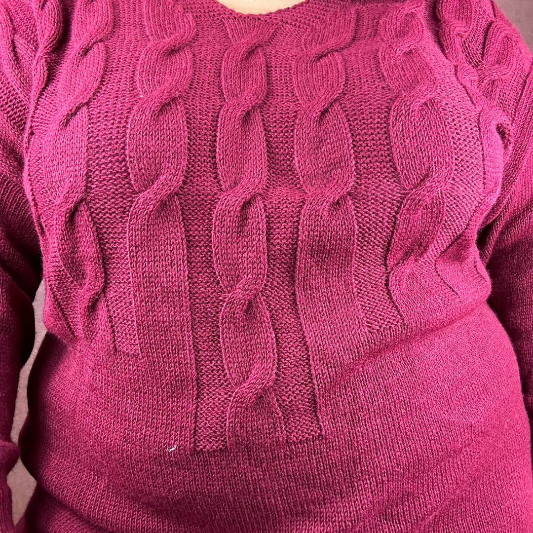 ROBE MAILLE TORSADÉ BORDEAUX