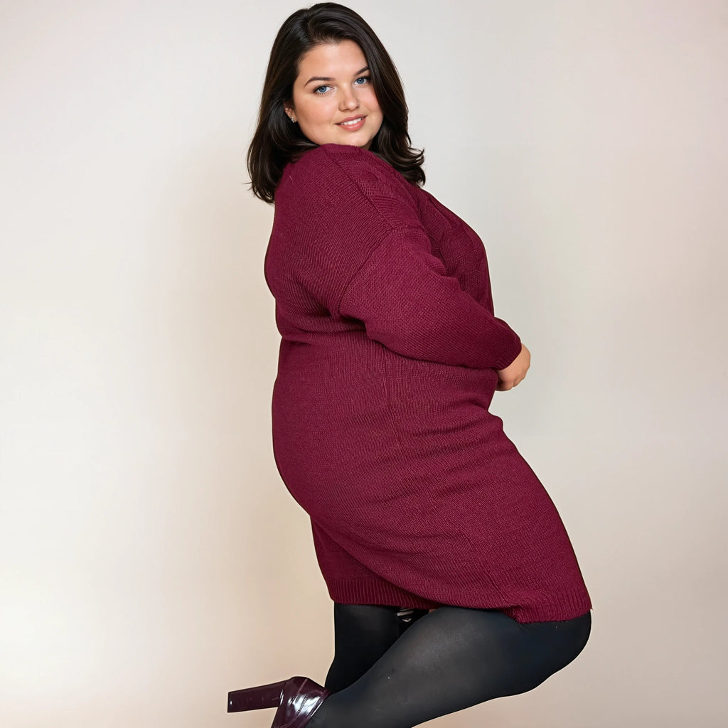 ROBE MAILLE TORSADÉ BORDEAUX L'indisciplinée