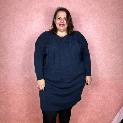 ROBE MAILLE TORSADÉ MARINE