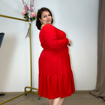 ROBE BOHÈME MULTI-VOLANTS ROUGE