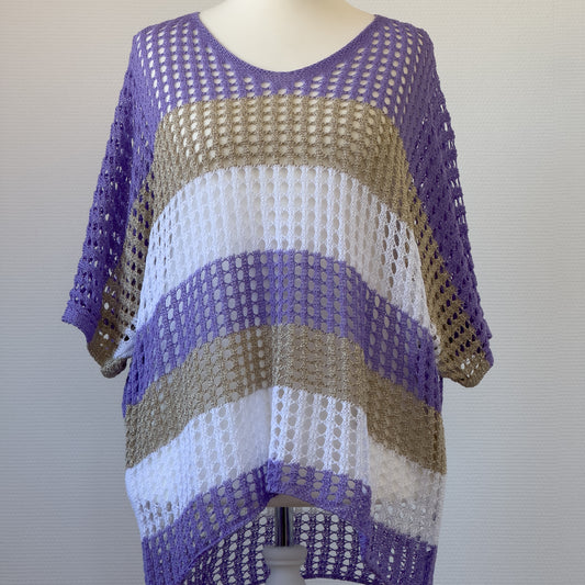 PULL MAILLE AJOURÉE LILAS