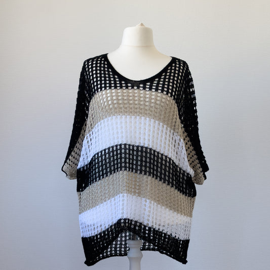 PULL MAILLE AJOURÉE NOIR