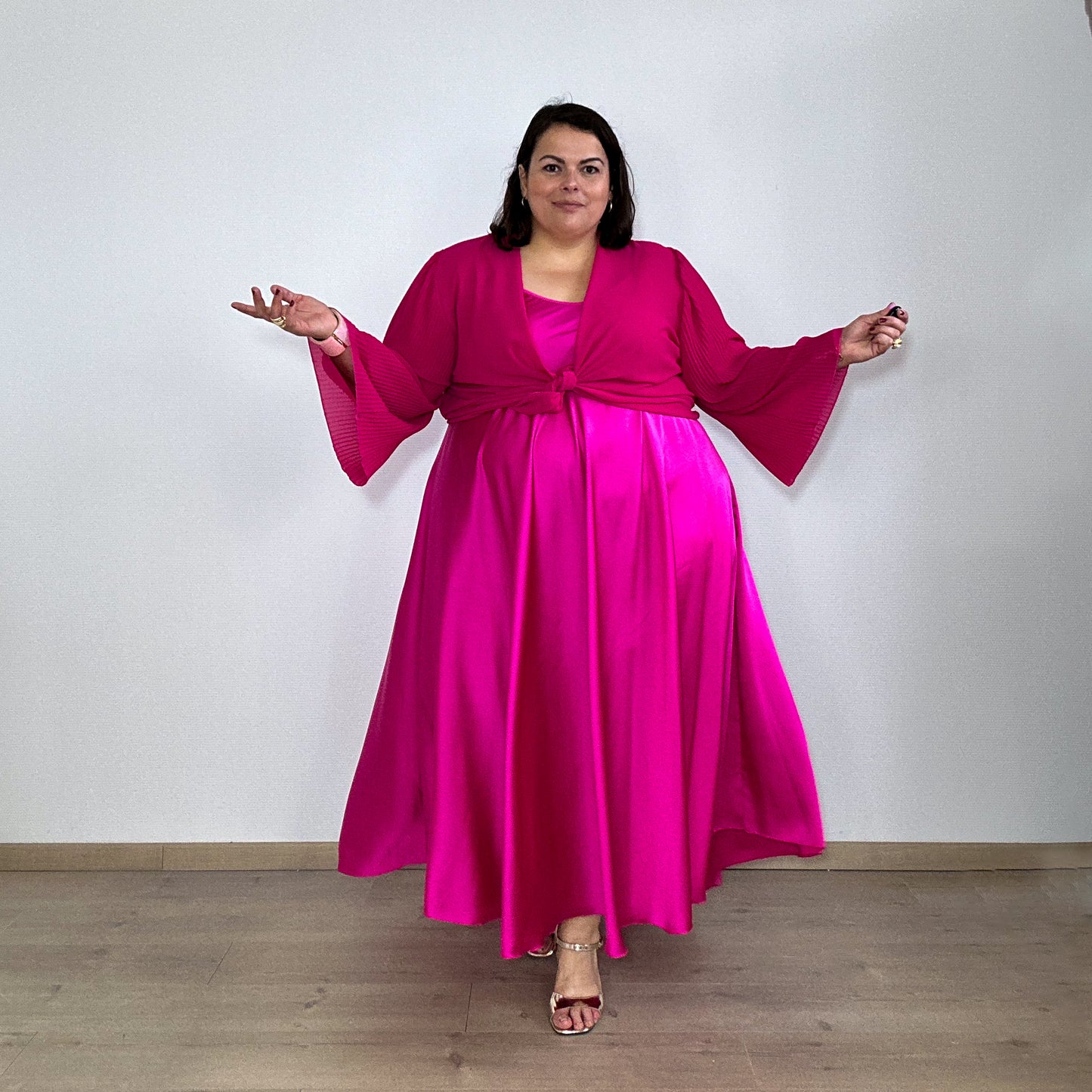 ROBE SATINÉE FUXIA