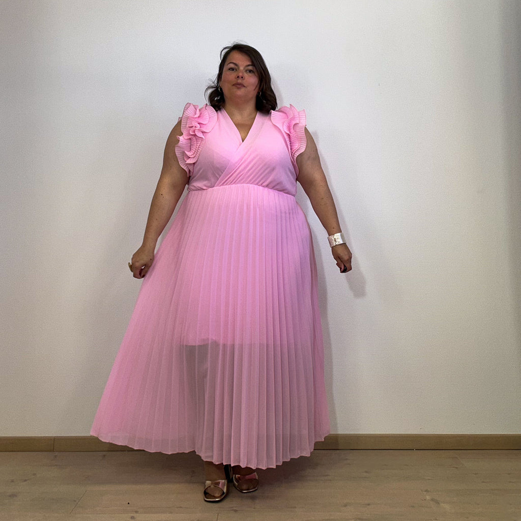 ROBE LONGUE PLISSÉE ROSE CANDY L'indisciplinée