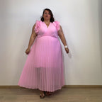 ROBE LONGUE PLISSÉE ROSE CANDY L'indisciplinée