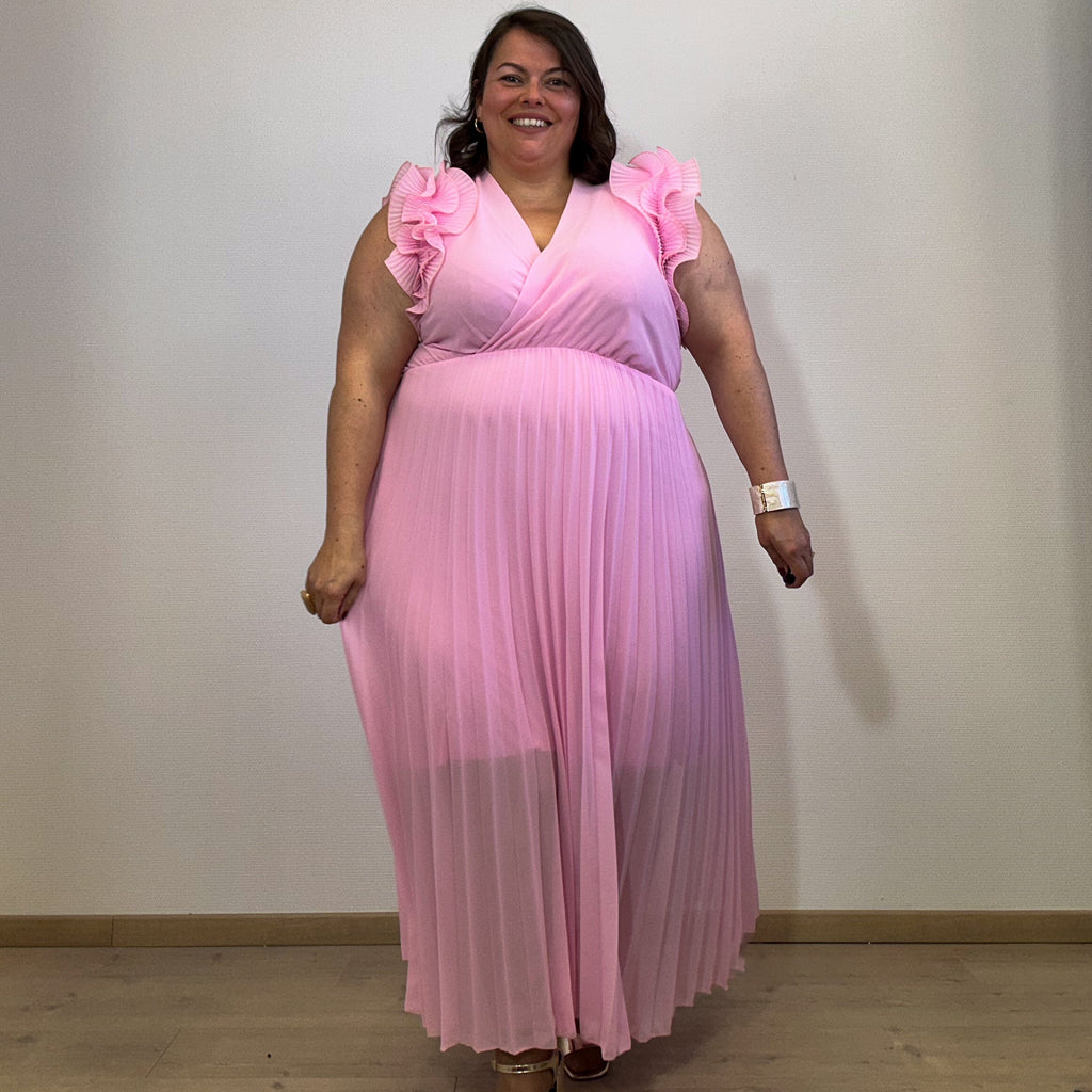 ROBE LONGUE PLISSÉE ROSE CANDY L'indisciplinée