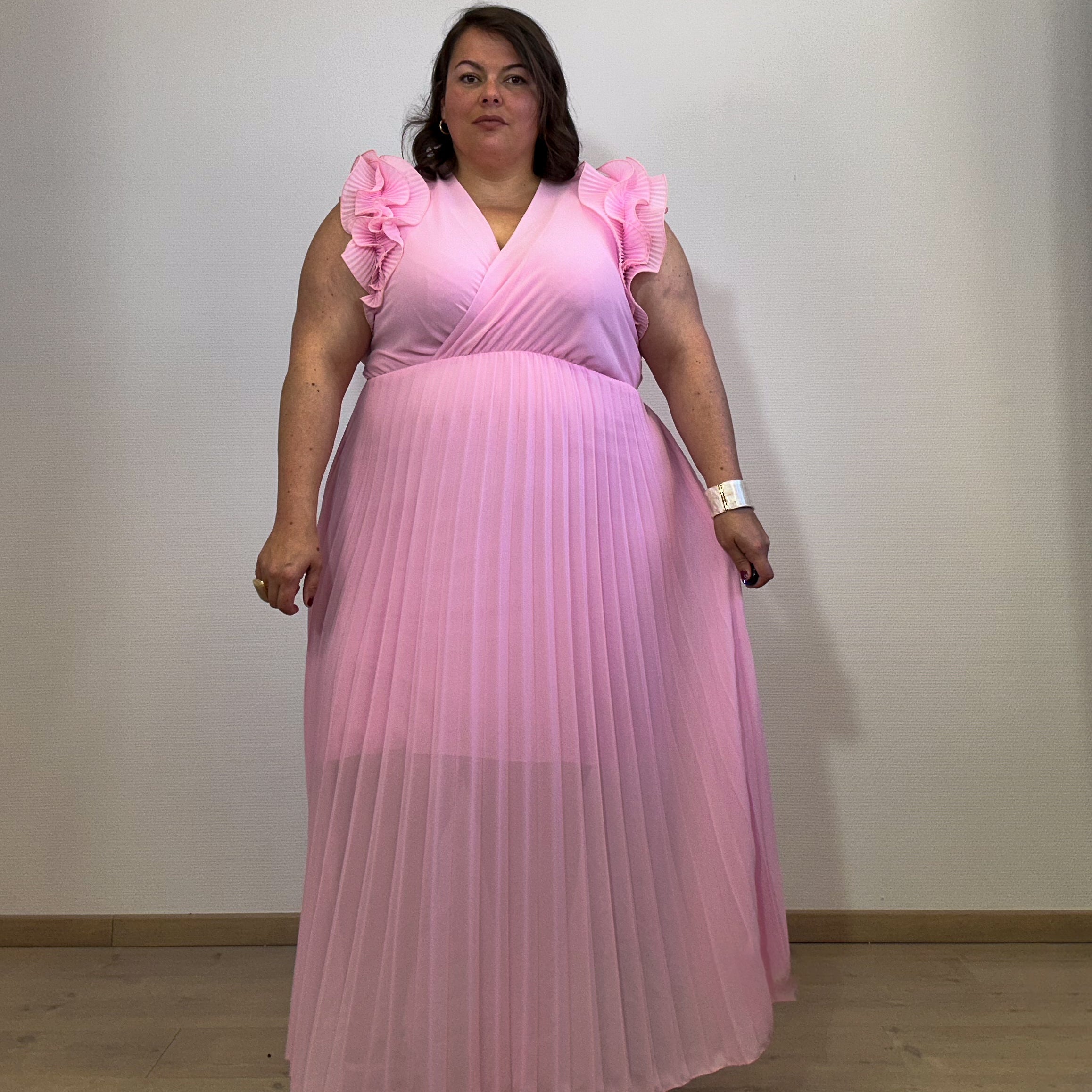 ROBE LONGUE PLISSÉE ROSE CANDY L'indisciplinée