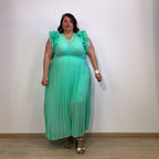 ROBE LONGUE PLISSÉE MENTHE