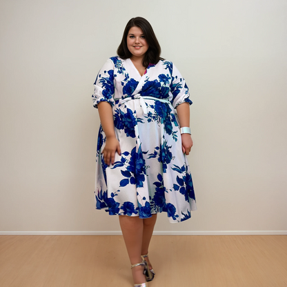 ROBE CACHE-COEUR FLEUR MARINE L'indisciplinée