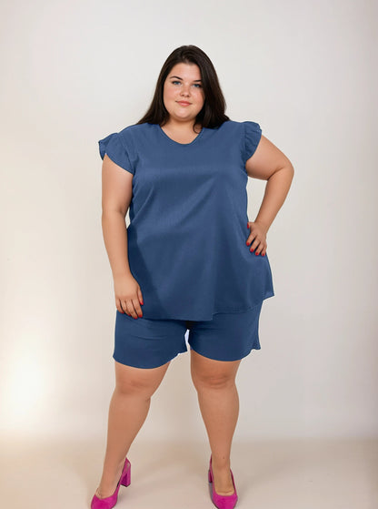 ENSEMBLE SHORT BLEU ACIER L'indisciplinée