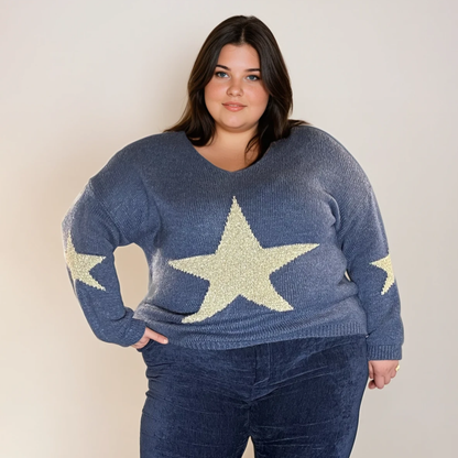 PULL BLEU ET ÉTOILE DORÉ L'indisciplinée