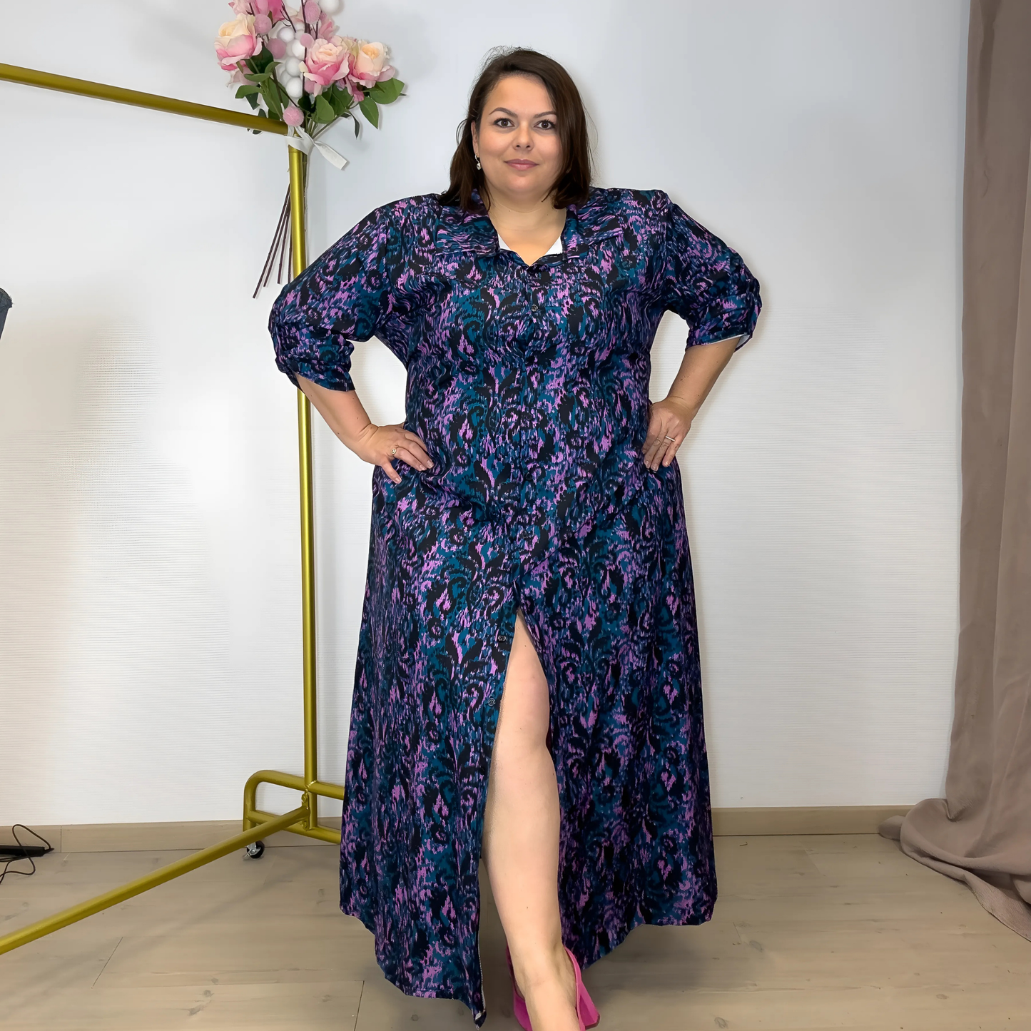 ROBE CHEMISE LONGUE IMPRIMÉ ABSTRAIT
