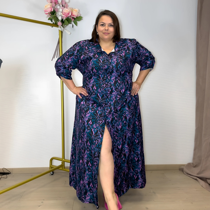 ROBE CHEMISE LONGUE IMPRIMÉ ABSTRAIT