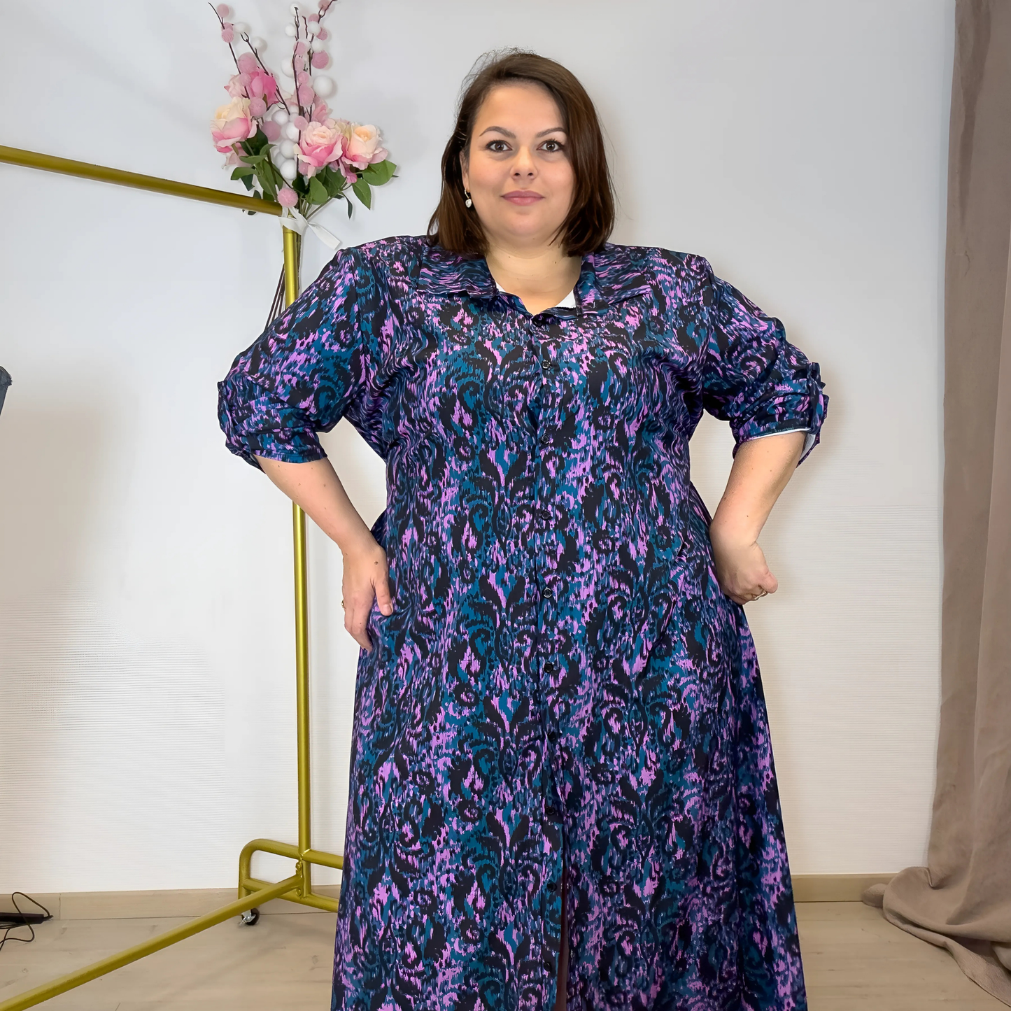 ROBE CHEMISE LONGUE IMPRIMÉ ABSTRAIT