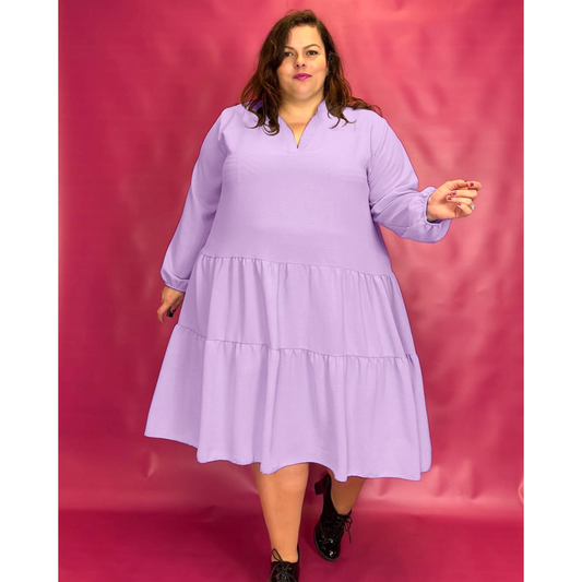 ROBE COL CHEMISIER À VOLANTS - LILAS