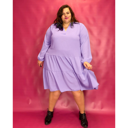 ROBE COL CHEMISIER À VOLANTS - LILAS