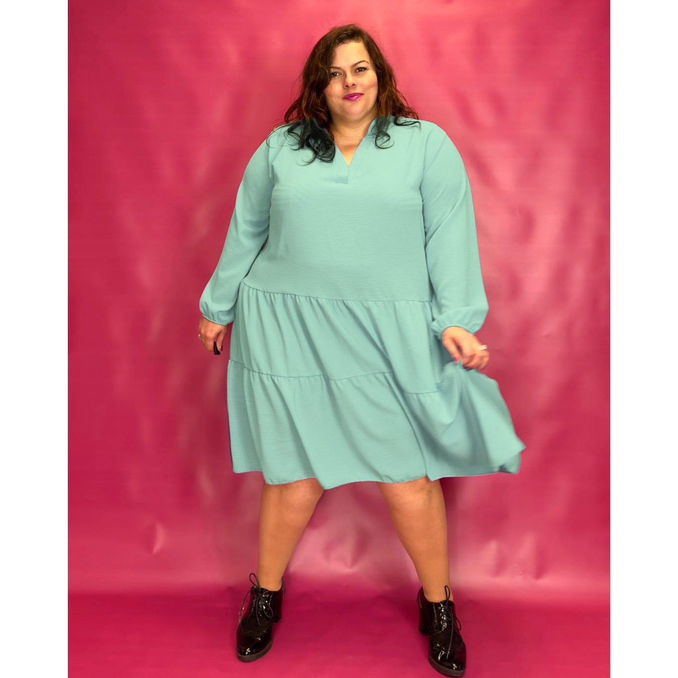 ROBE COL CHEMISIER À VOLANTS - VERT L'indisciplinée