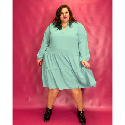 ROBE COL CHEMISIER À VOLANTS - VERT L'indisciplinée